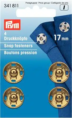 Prym Aannaaidrukknoop messing 17mm goud - 4stuks