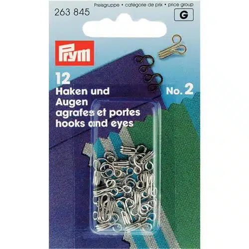 Prym Haken en ogen nr.2 zilver - 12paar