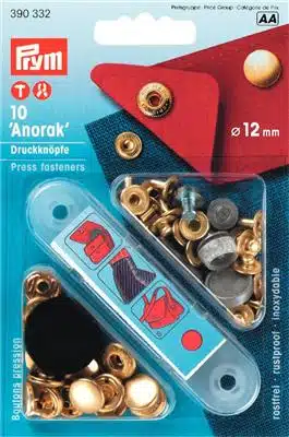 Prym Naaivrijdrukknoop anorak 12mm goud - 10stuks