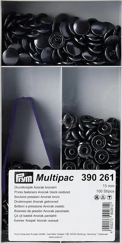 Prym Naaivrijdrukknoop anorak 15mm antraciet - 100stuks