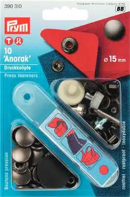 Prym Naaivrijdrukknoop anorak 15mm antraciet - 10stuks