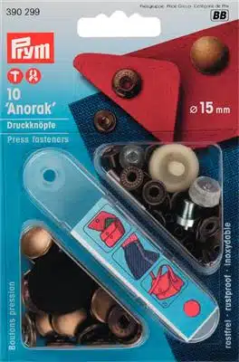 Prym Naaivrijdrukknoop anorak 15mm oudmessing - 10stuks