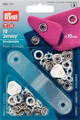 Prym Naaivrijdrukknoop jersey tandring 10mm wit - 10stuks