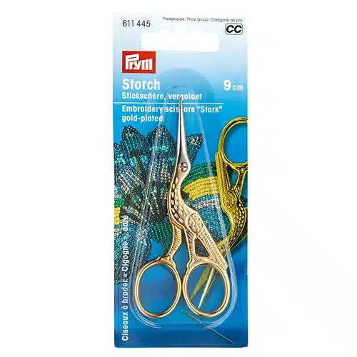 Prym professional borduurschaar ooievaar 9 cm verguld goud