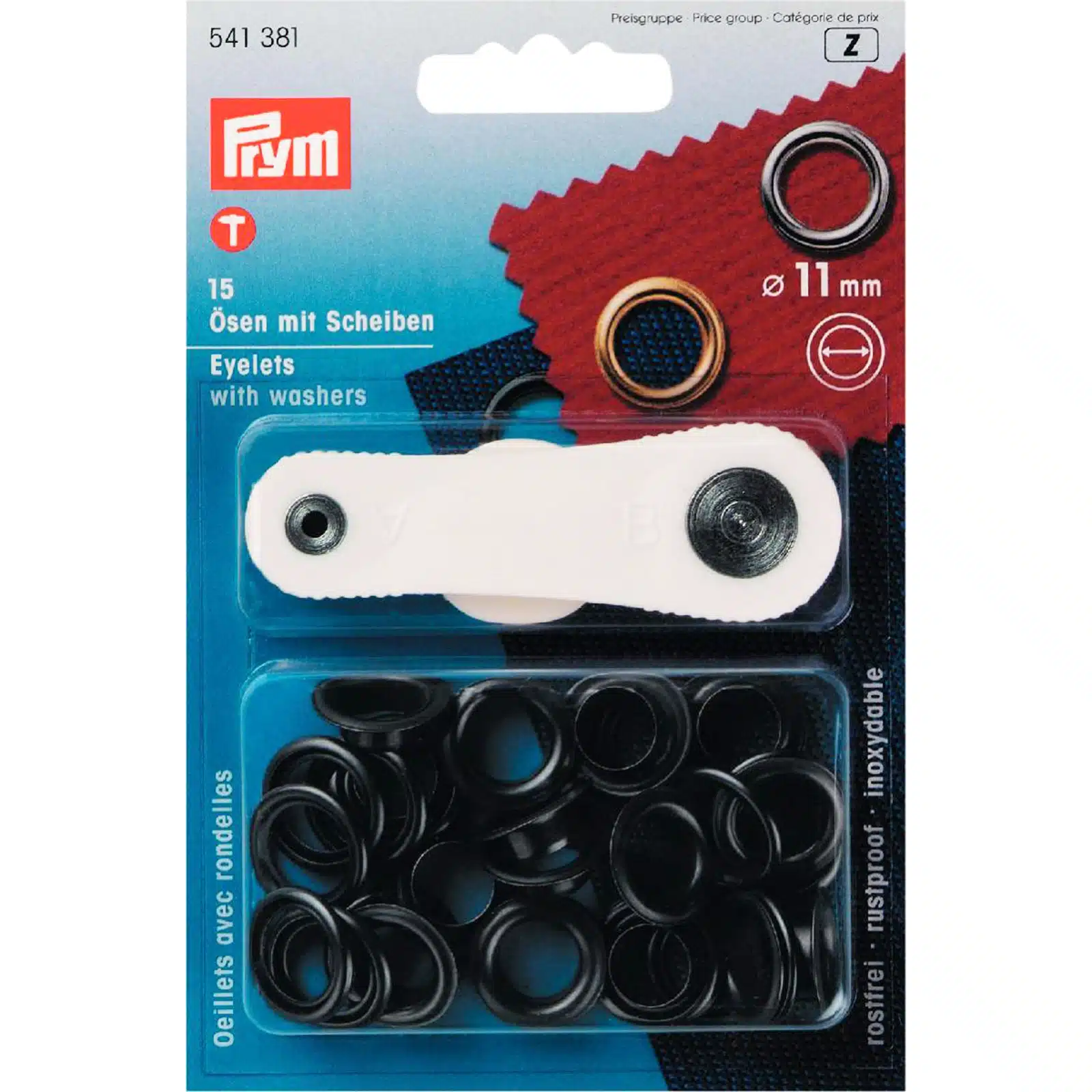 Prym Ringen met schijven 11mm zwart 15stuks
