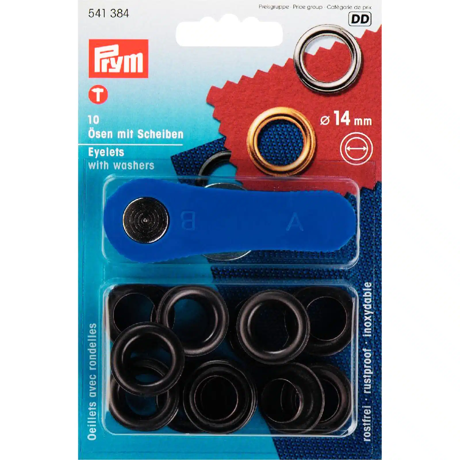 Prym Ringen met schijven 14mm zwart 10stuks