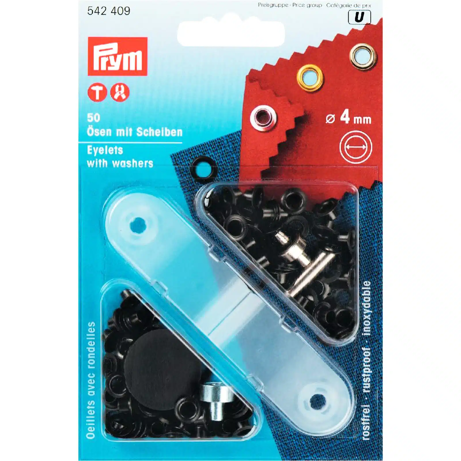 Prym Ringen met schijven 4mm zwart