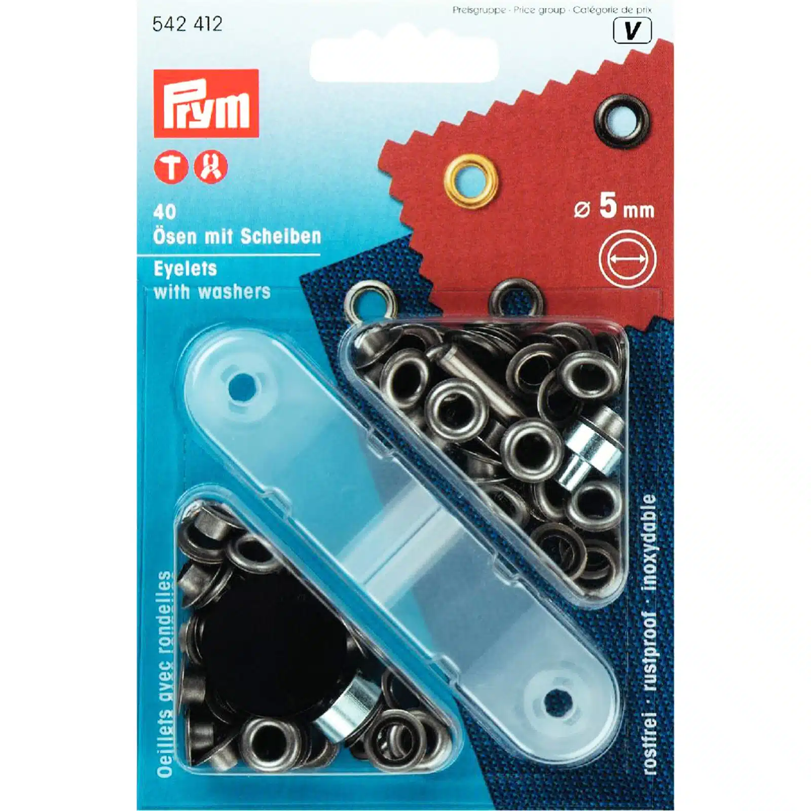 Prym Ringen met schijven 5mm antraciet 40stuks