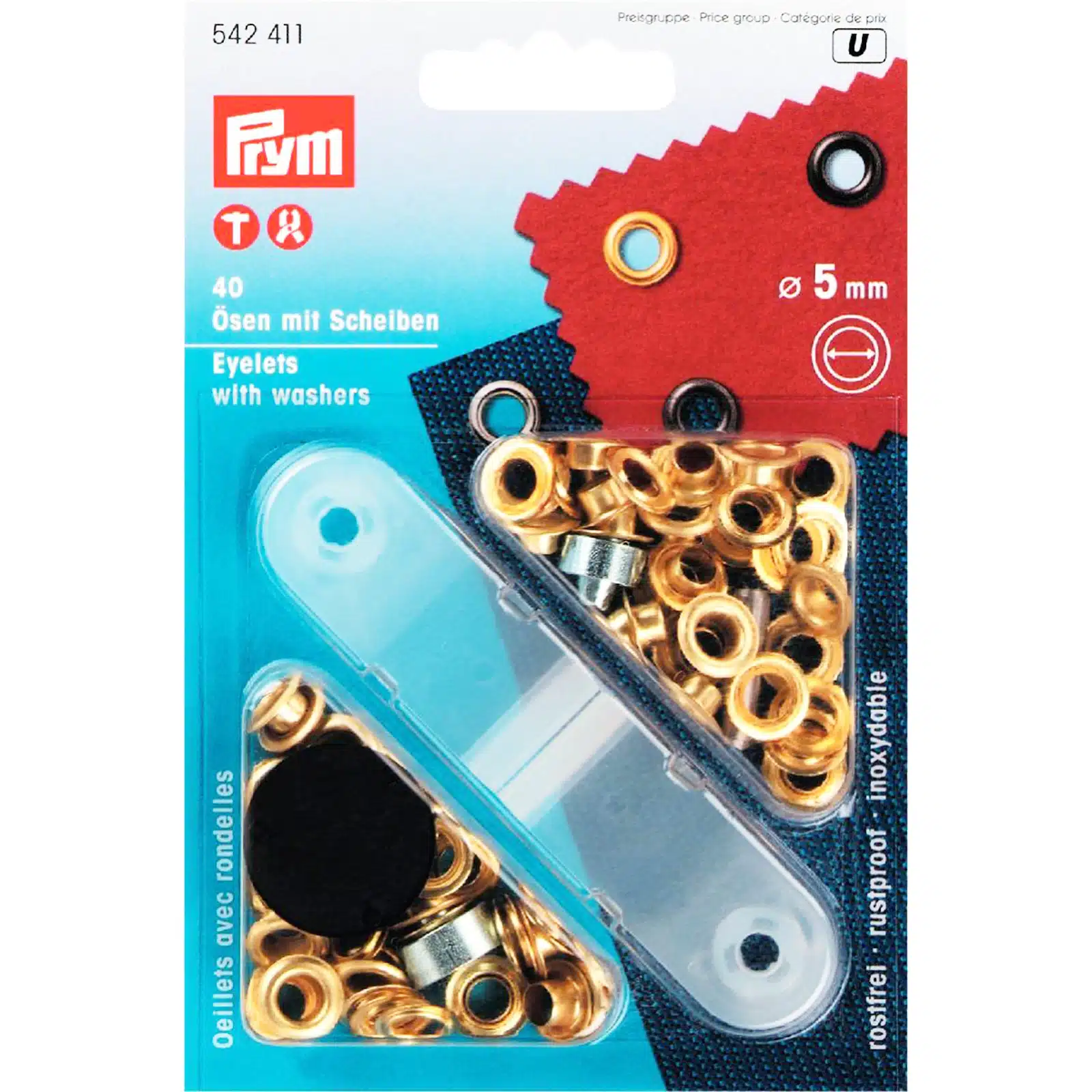 Prym Ringen met schijven 5mm goud 40stuks