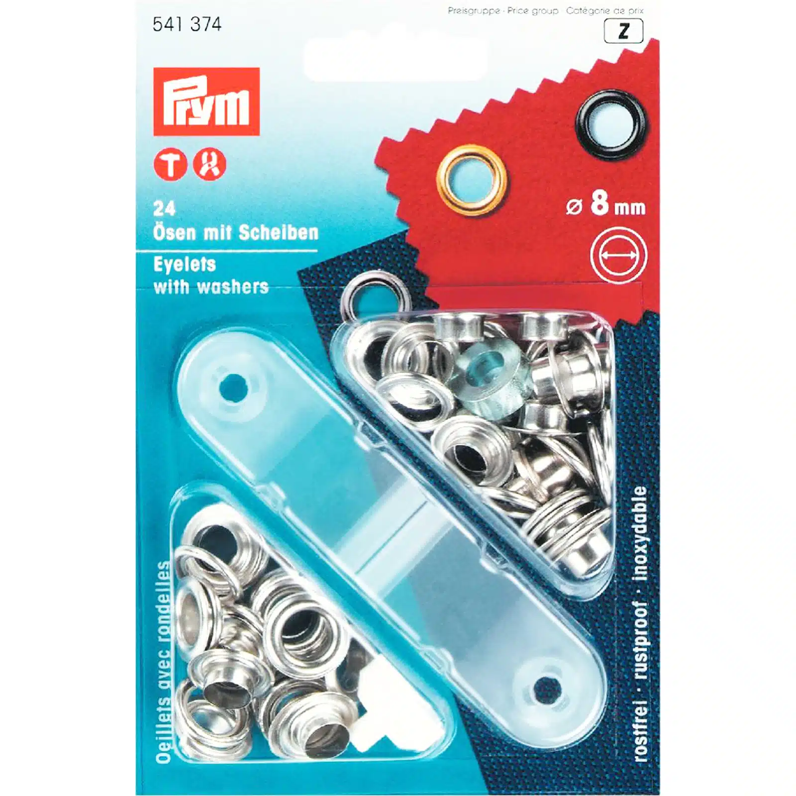 Prym Ringen met schijven 8mm zilver 24stuks