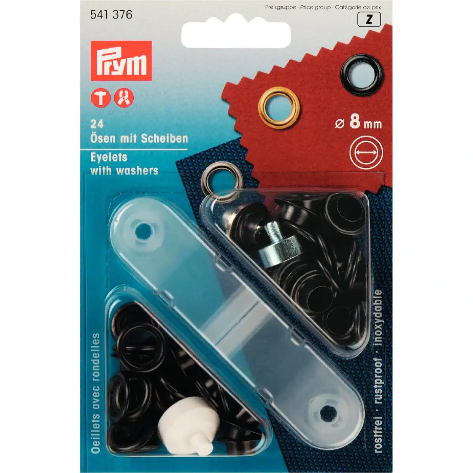 Prym Ringen met schijven 8mm zwart 24stuks
