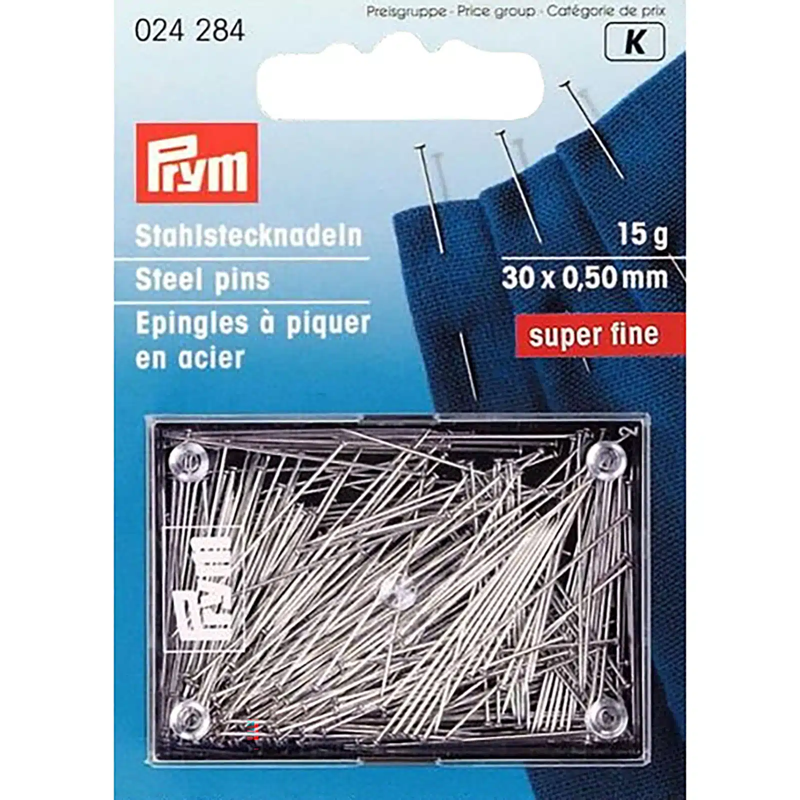 Prym super fine spelden staal 30x0.50mm zilver