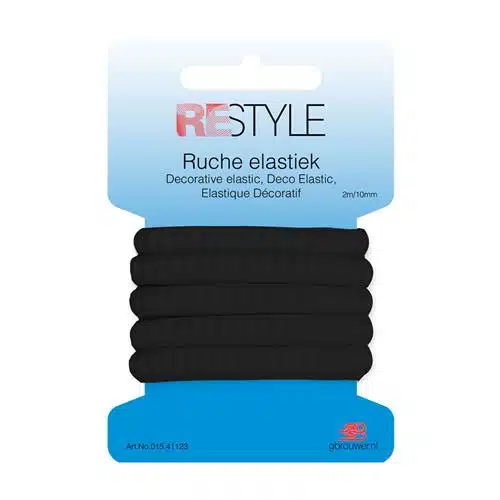 Restyle ruche elastiek 10 mm x 2 meter zwart