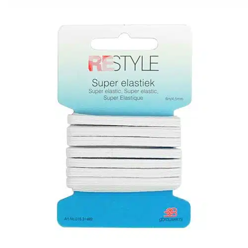 Restyle super elastiek 4,5 mm wit - 6 meter